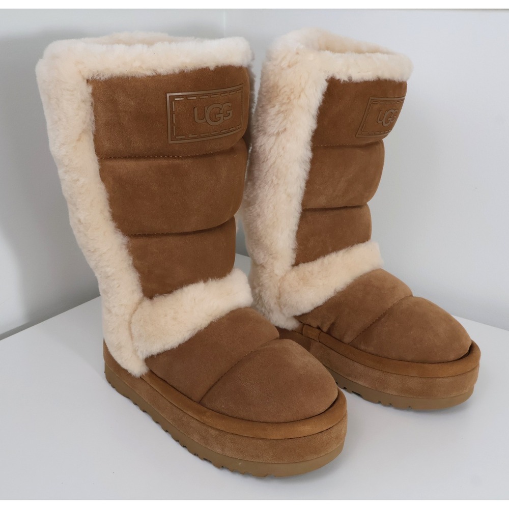 UGG Classic Chillapeak Tall Chestnut Suede Platform Boots Women's 8 NWOB